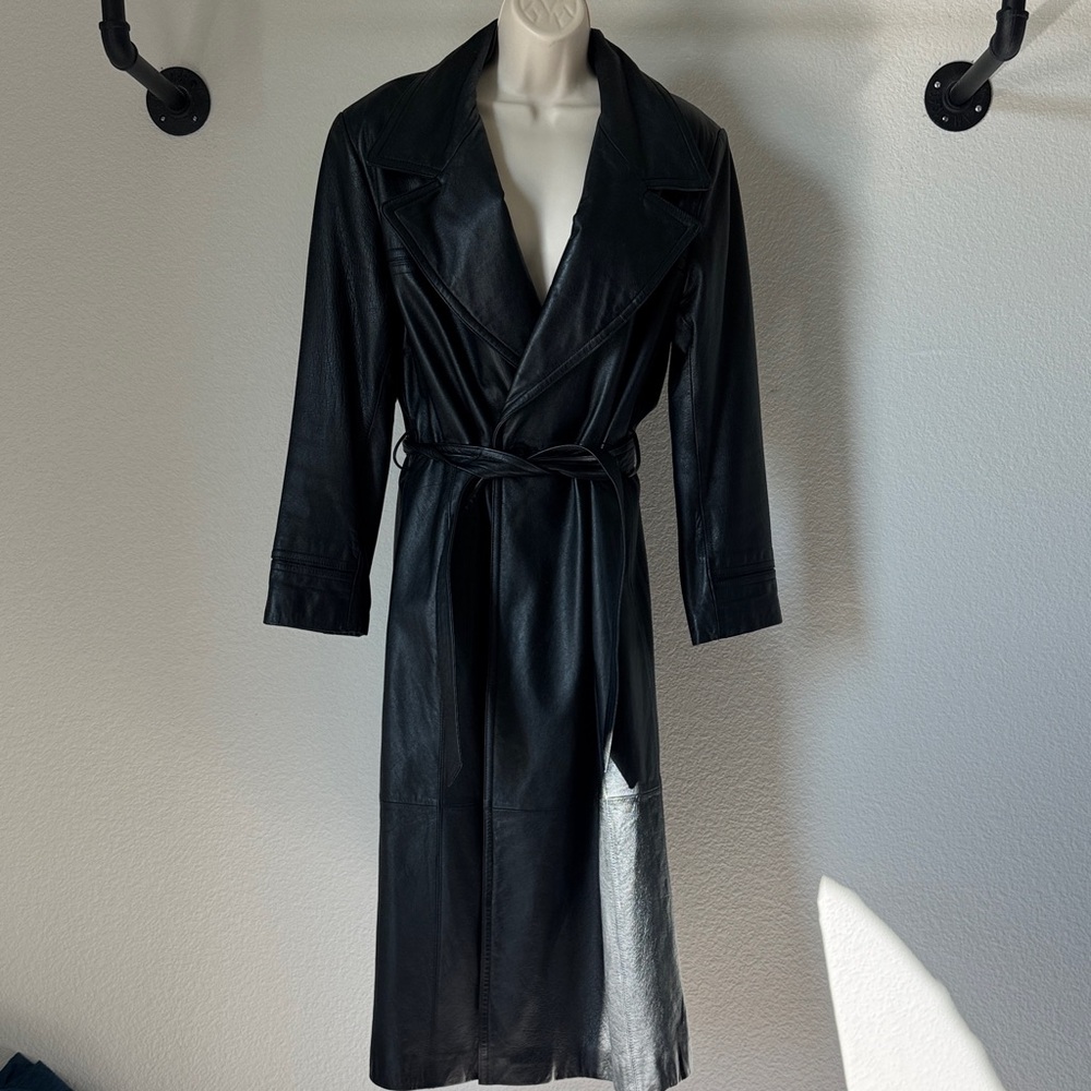 Colebrook Black Leather Trench